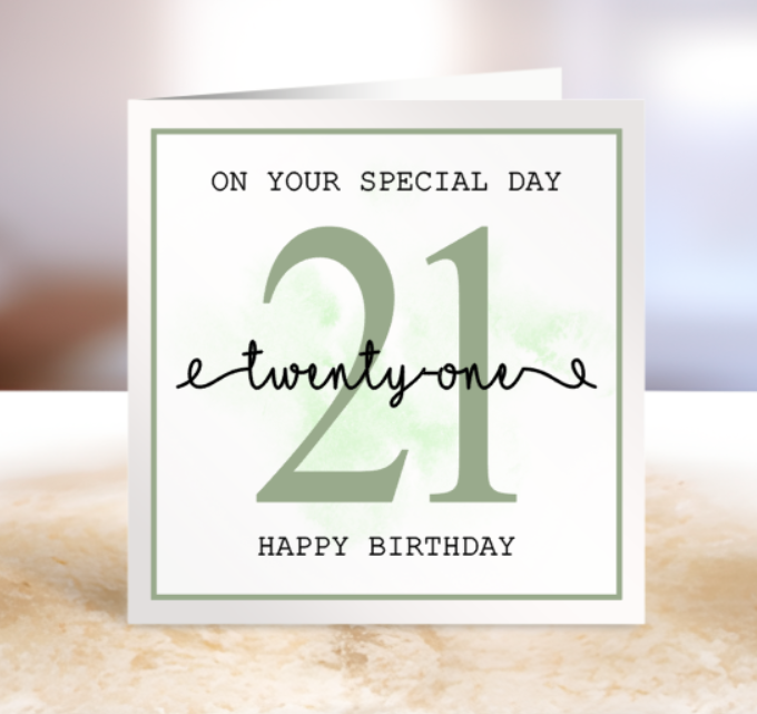 Personalised 21st Birthday Card - On Your Special Day - Green