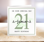 Personalised 21st Birthday Card - On Your Special Day - Green