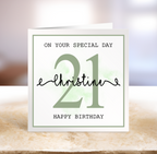 Personalised 21st Birthday Card - On Your Special Day - Green