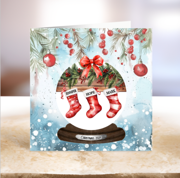 Festive Family Christmas Card - Personalised with Names