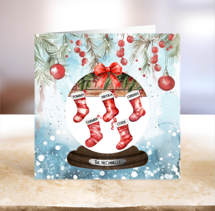 Festive Family Christmas Card - Personalised with Names