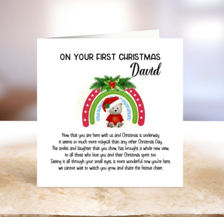 Personalised Baby's First Christmas Card