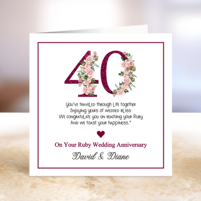 Ruby Wedding Anniversary Card