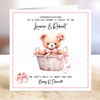 Baby Girl Congratulations Card - Personalised Name Card