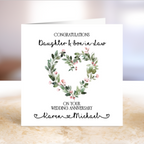 Personalised Floral Wreath Wedding Anniversary Card