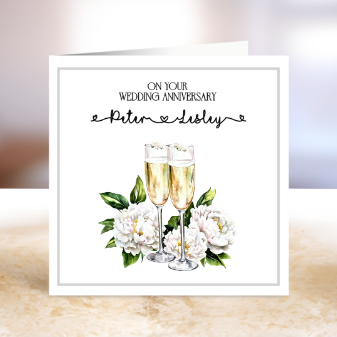Champagne Wedding Anniversary Card