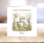 Woodland Themed 5th Birthday Card