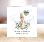 Personalised Baptism Card - Rabbit Theme