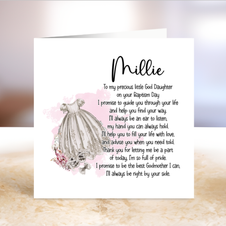 Personalised Baptism Card for Goddaughter
