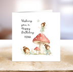 Personalised Fairy & Mushroom Birthday Card
