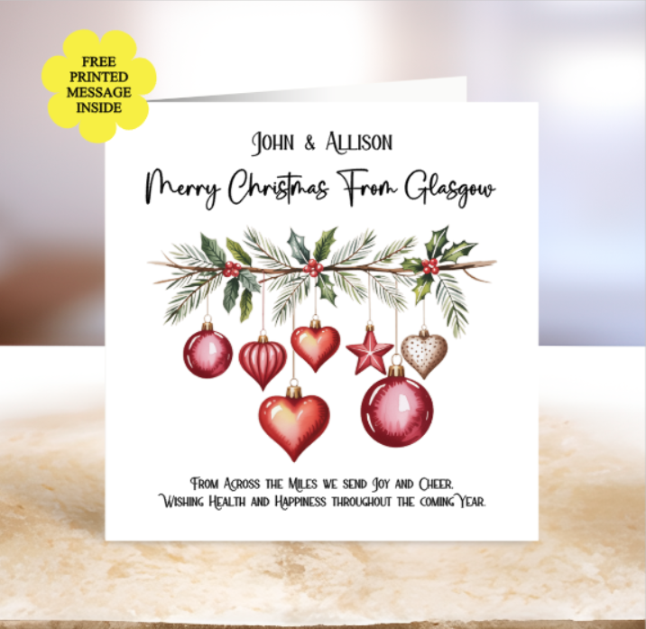 Christmas From Across The Miles - Personalised Card