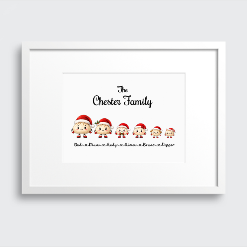 Christmas Dumpling Family Print - Personalised For Your Family