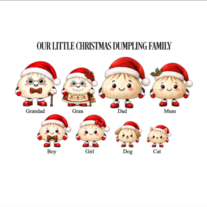 Christmas Dumpling Family Print - Personalised For Your Family