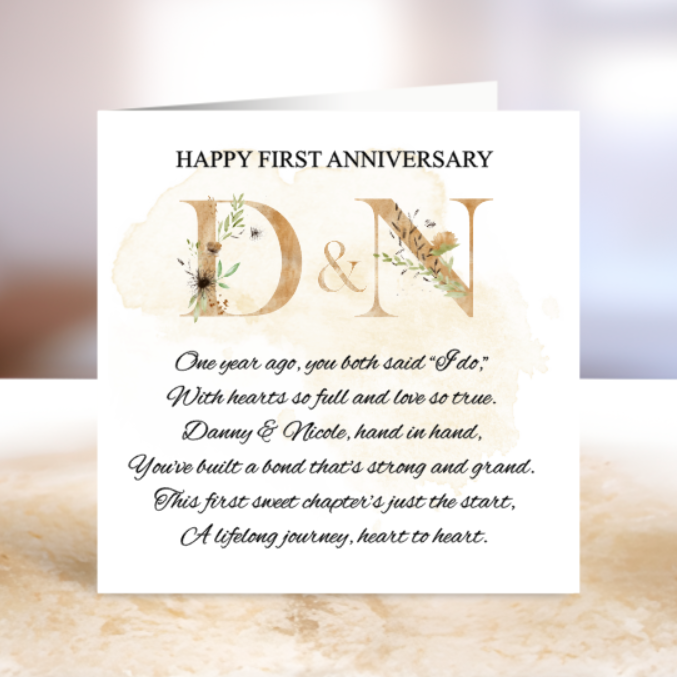 First Wedding Anniversary Card