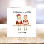Cute Santa & Mrs Claus First Christmas Married Card