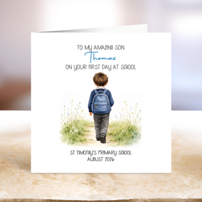 Personalised First Day at School Card - Boy