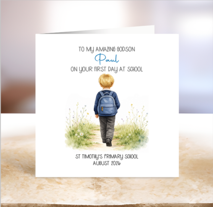 Personalised First Day at School Card - Boy