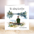 Greeting card with a fishing scene and text for a father.