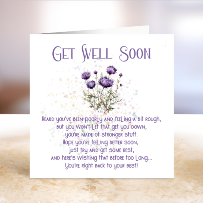 Get Well Soon Card - Scottish Thistle