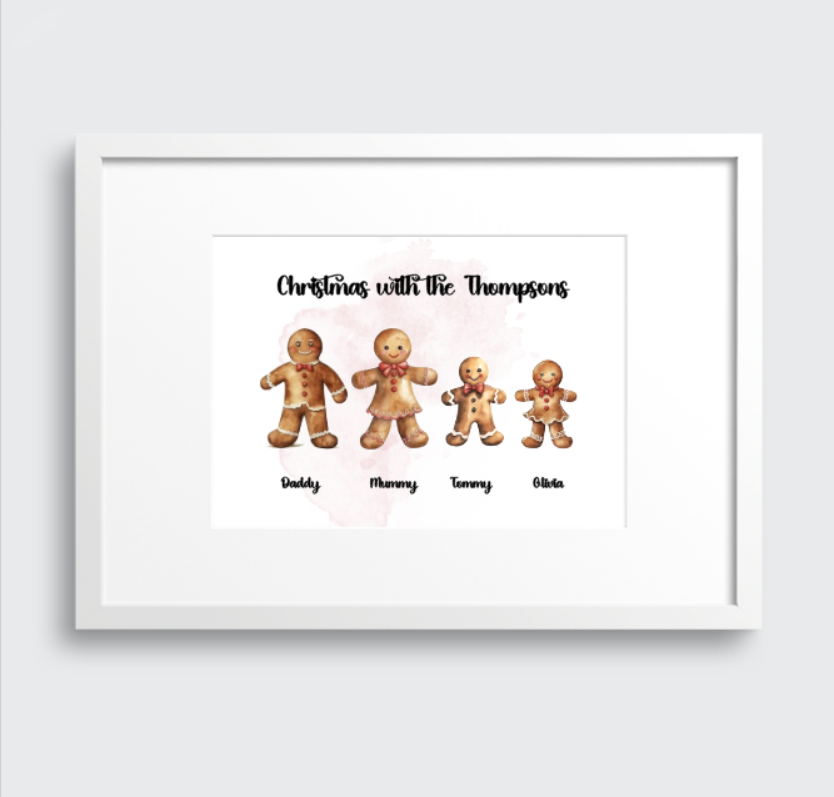 Gingerbread Family Print - Personalised For Your Family