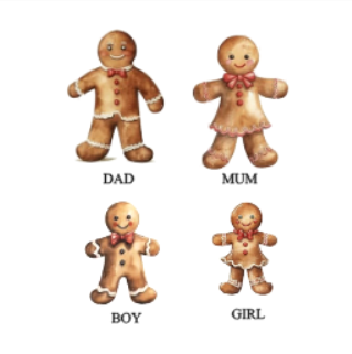 Gingerbread Family Print - Personalised For Your Family