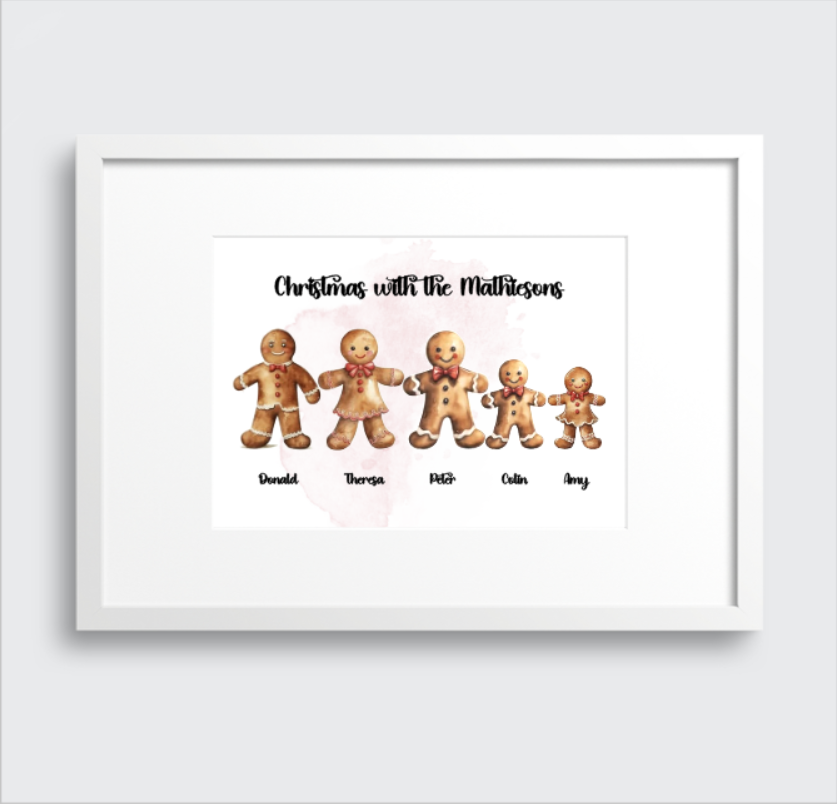 Gingerbread Family Print - Personalised For Your Family