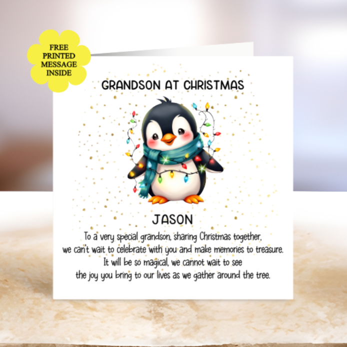 Grandson Christmas Card - Personalised