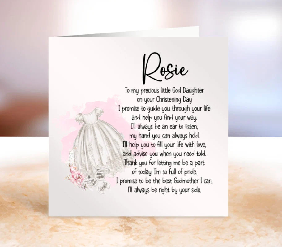 Personalised Christening Card for Goddaughter