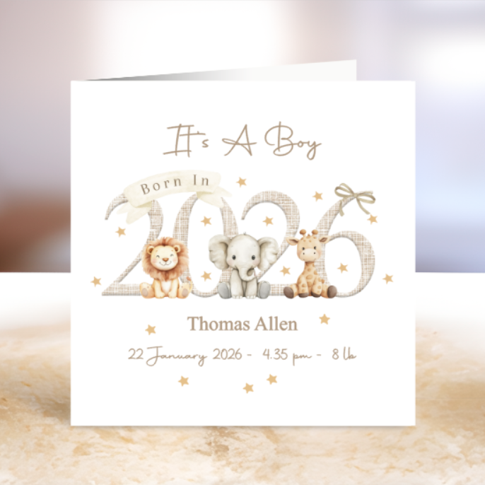 Born in 2026 Zoo Animal Card