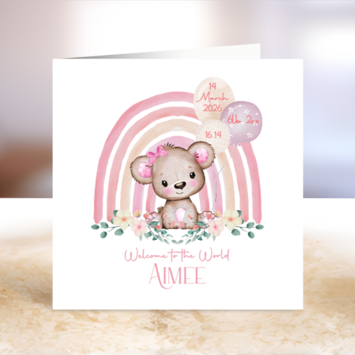 Welcome to the World Bear Card - Birth Details