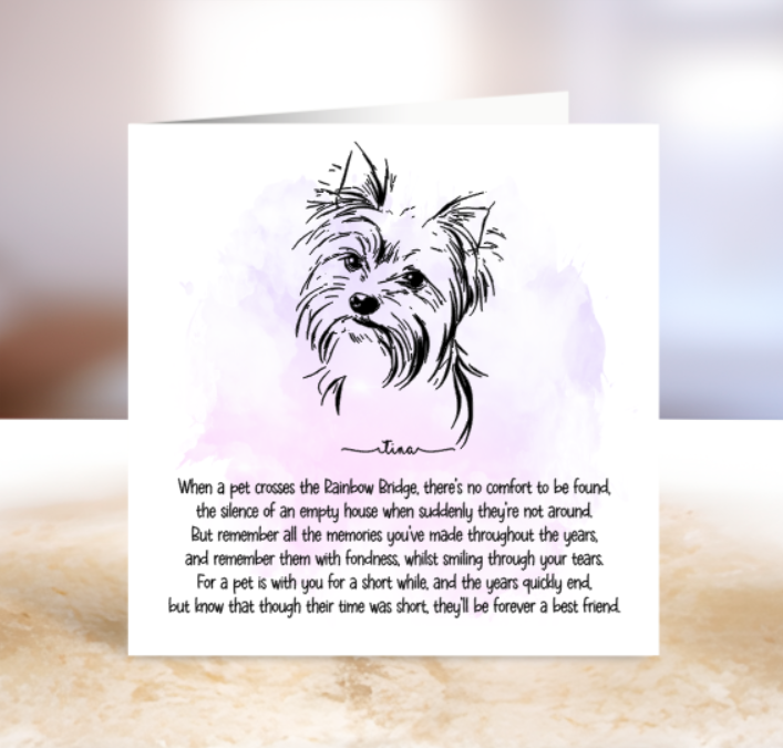 Pet Loss Sympathy Card - Personalised Dog Memorial