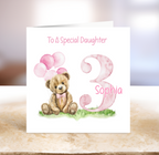 Pink Bear Milestone Birthday Card  - First - Second - Third - Fourth