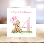 Pink Bear Milestone Birthday Card  - First - Second - Third - Fourth
