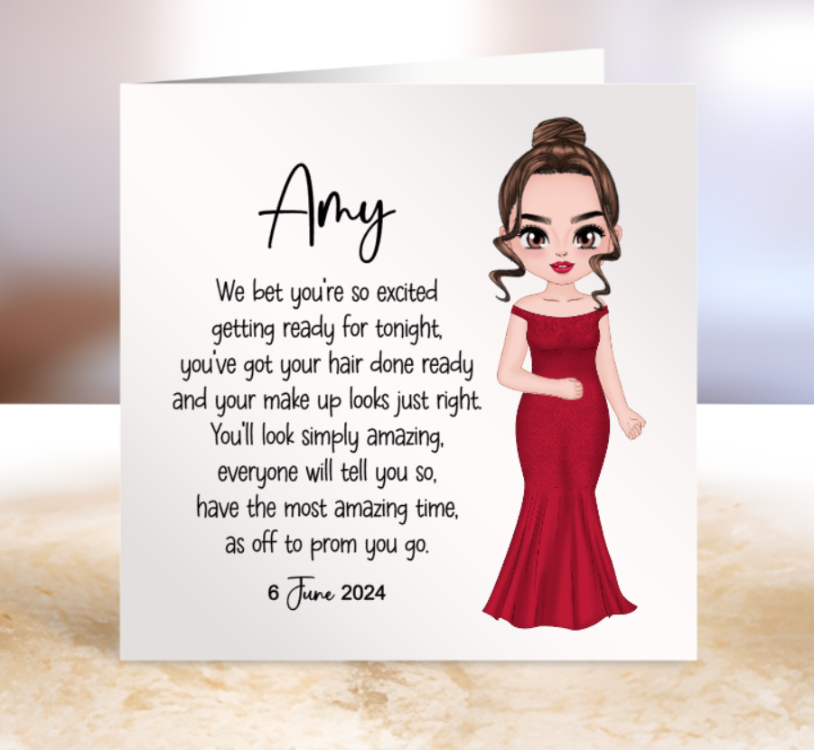 Prom Card - Girl - Hair and Dress Options