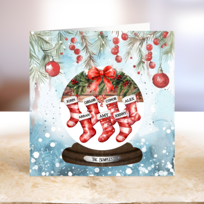 Festive Family Christmas Card - Personalised with Names