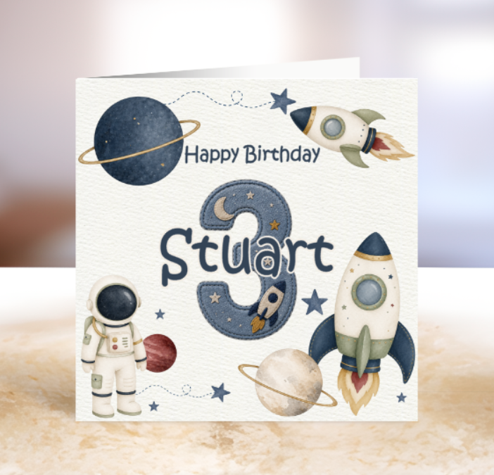Space Themed Birthday Number Card