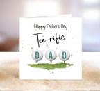 Father's Day card with golf balls and 'Tee-rific Dad' text 