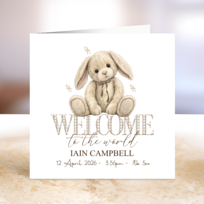 Rabbit Themed New Baby Card