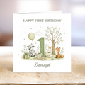Woodland Themed First Birthday Card