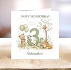 Woodland Themed 3rd Birthday Card